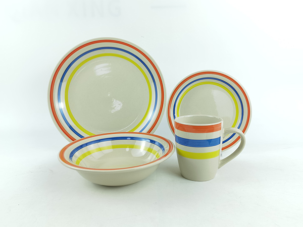 Stoneware 16pcs single handpainted gift box set packing dinnerware