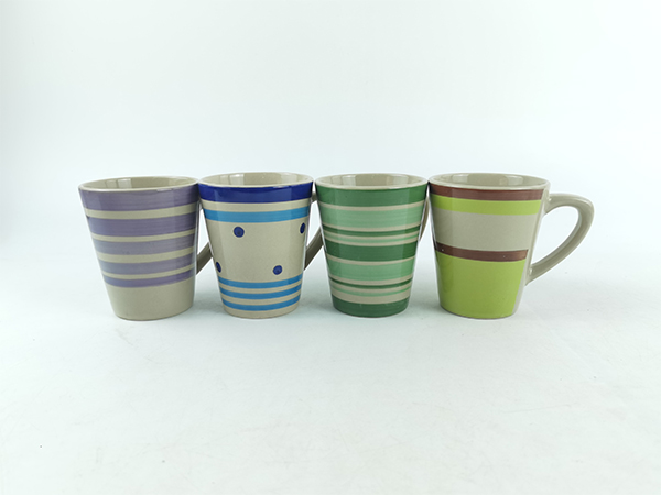 small volume V shape handpainted mugs