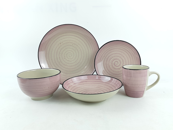 hand painting dinnerware set with spray dots ceramic