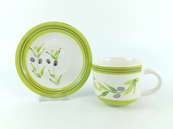 flower design handpainted ceramic cup and saucer